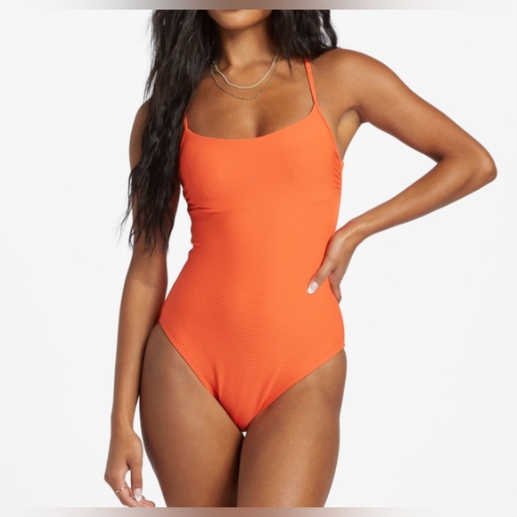NWT Billabong Ribbed one Piece Orange - Picture 1 of 6